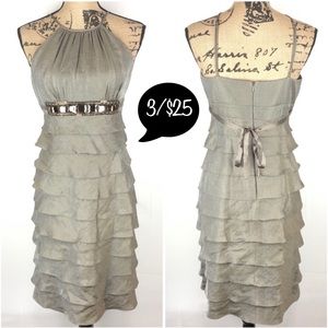 Adrianna Papell Layered Jeweled Sleeveless Dress